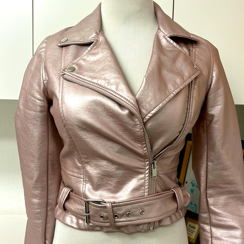 Jacket, Coffee Shop New York Pink Pleather Wasted Gem